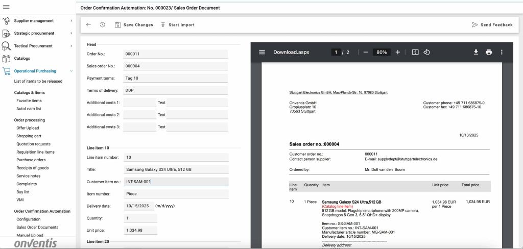 Sales Order Confirmation